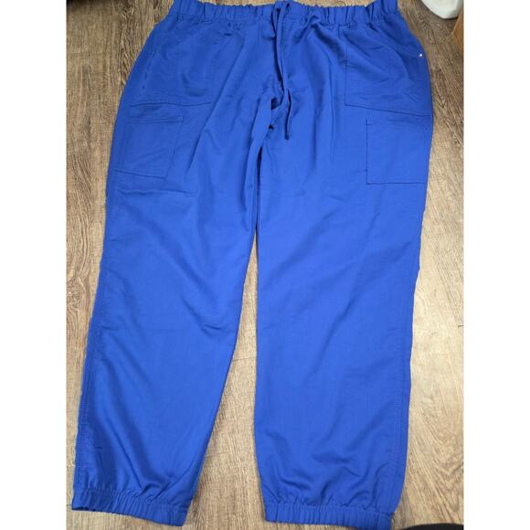 Scrubstar Premium Ultimate Mock Wrap Scrub Top Electric Blue Pants Set Plus 3XL - Picture 2 of 3